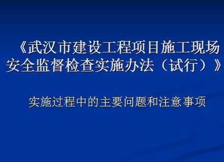 《武汉市建设工程项目施工现场安全监督检查实