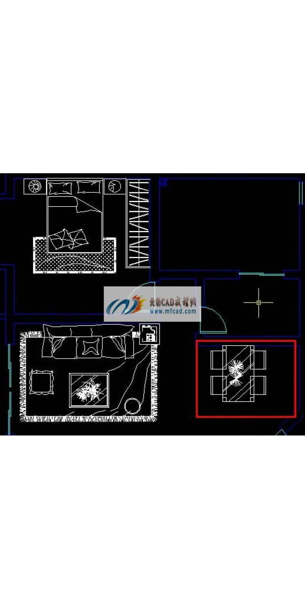 CAD2009客厅及餐厅和卫生间的布置教程