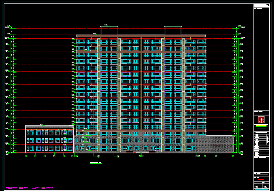 十七层框架剪力墙结构商住楼建筑施工图（含结构、水电暖图）