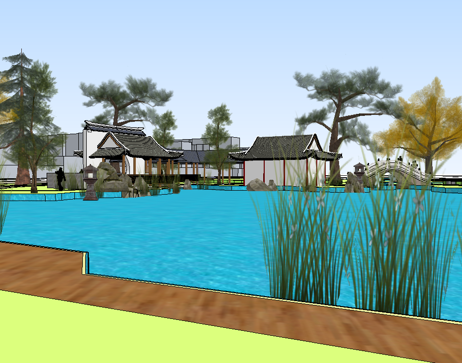 中式公园景观SketchUp模型