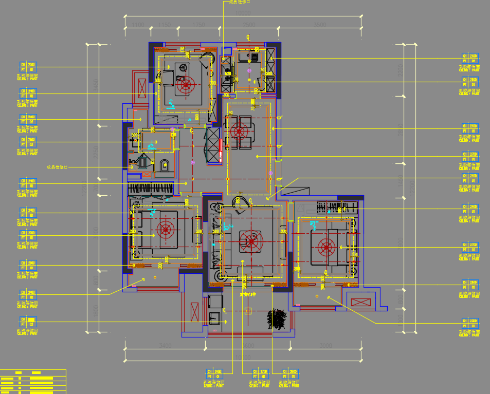 高层住宅样板房室内装修施工图纸（含效果图、PDF格式）