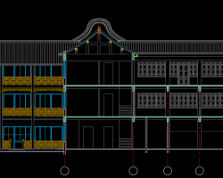 商城三层框架结构仿古会所建筑施工图纸
