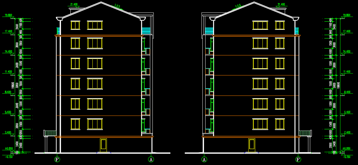 六层框架结构住宅楼建筑施工图纸