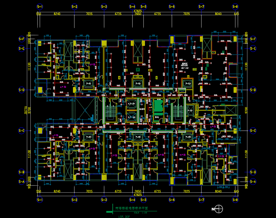 四十三层商业综合体机电施工图纸（水电暖）