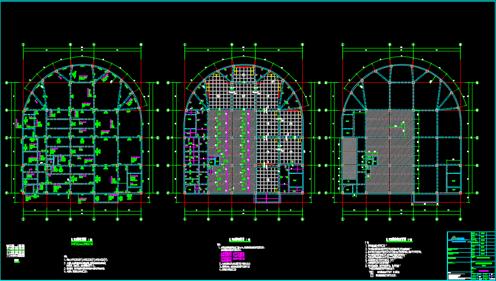 三层框架结构中学食堂施工图
