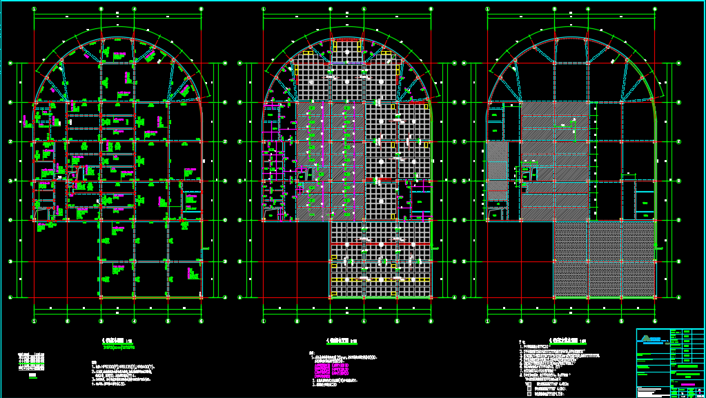 三层框架结构中学食堂施工图