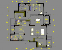 185平方米三室两厅住宅室内装修施工图（含效果图）