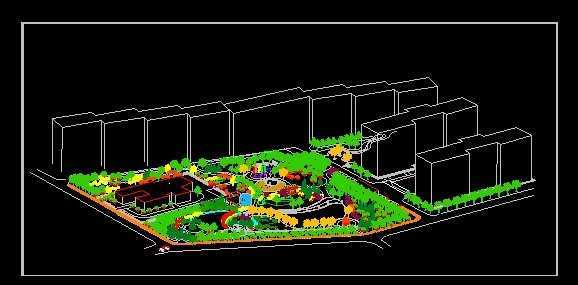 月牙广场绿地设计轴测图免费下载 - 道路地面铺装